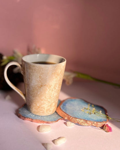 Crystal Agate Stone Coasters | Set Of 2 Blue