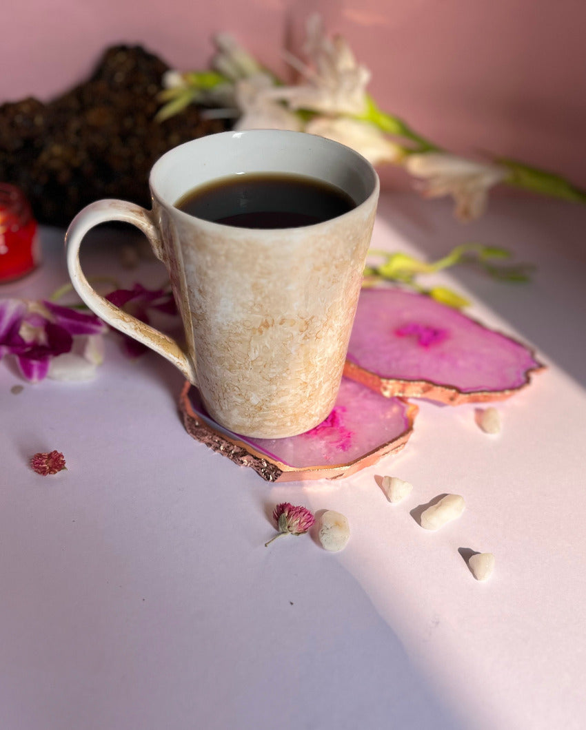 Crystal Agate Stone Coasters | Set Of 2 Pink