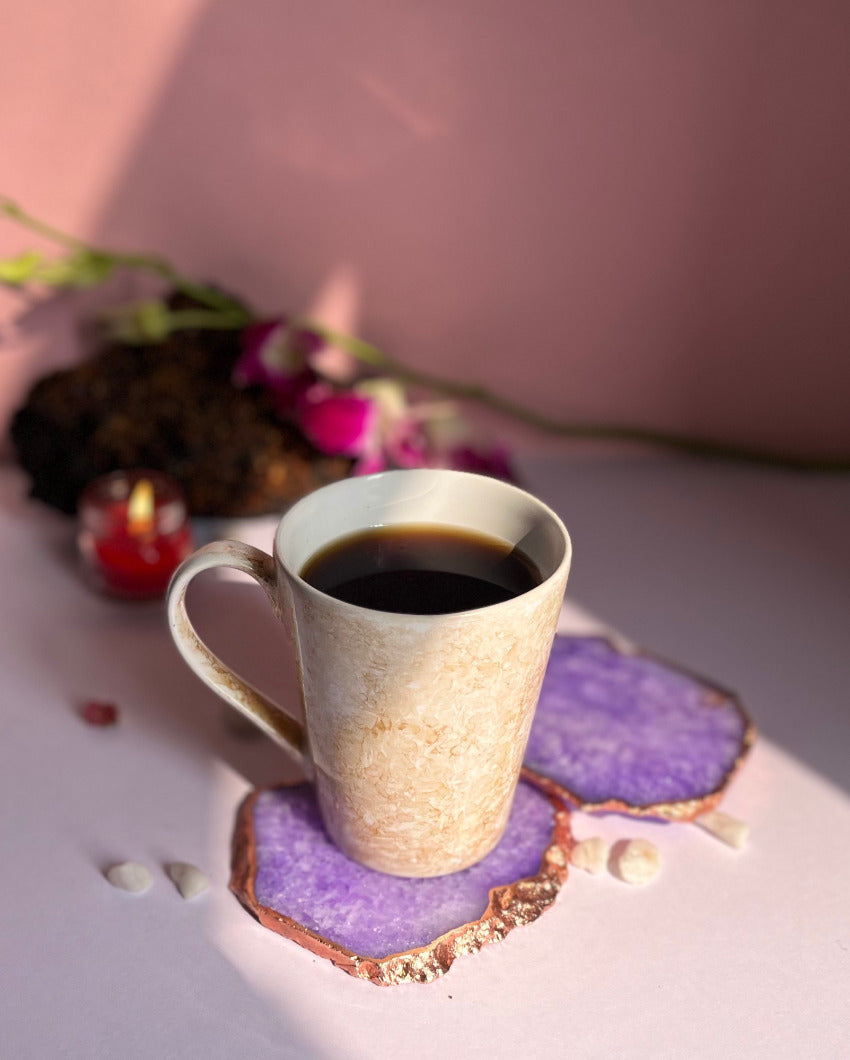 Crystal Agate Stone Coasters | Set Of 2 Purple