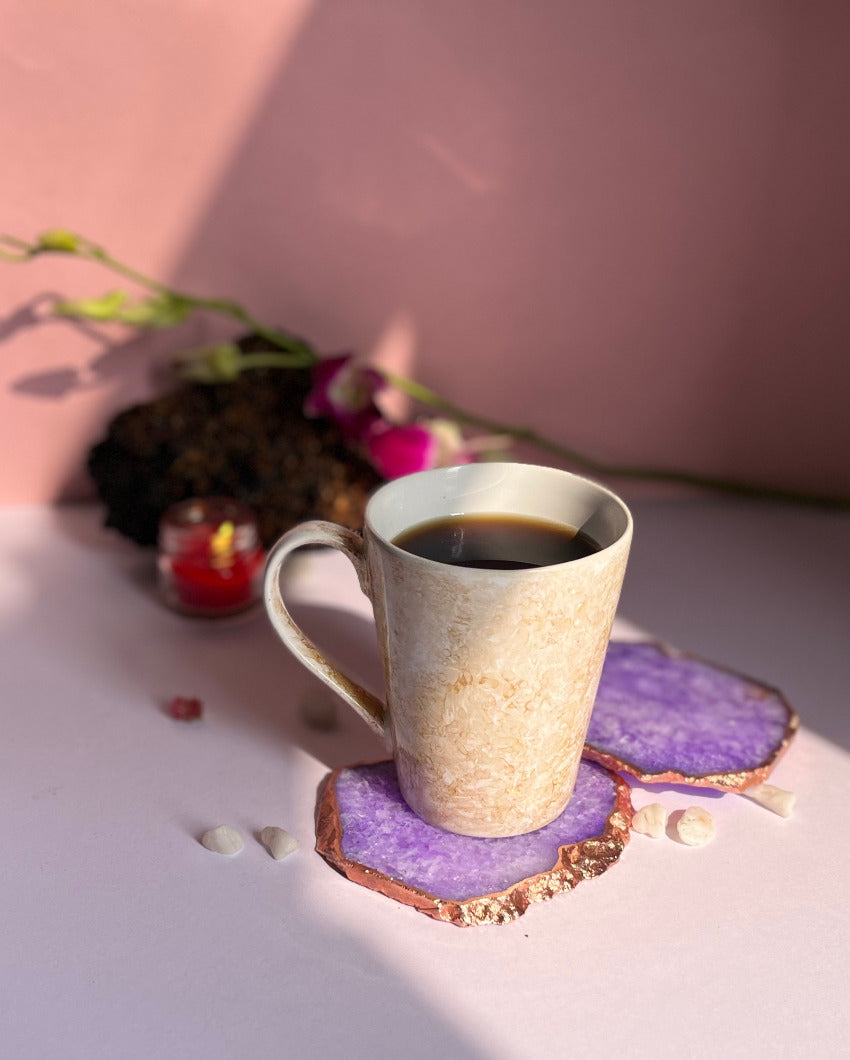 Crystal Agate Stone Coasters | Set Of 2 Purple