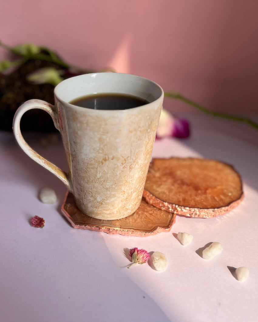 Crystal Agate Stone Coasters | Set Of 2 Brown