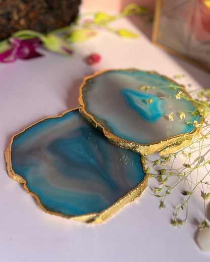 Gracious Brazilian Agate Stone Coasters | Multiple Colors | Set Of 2 | 4 inches