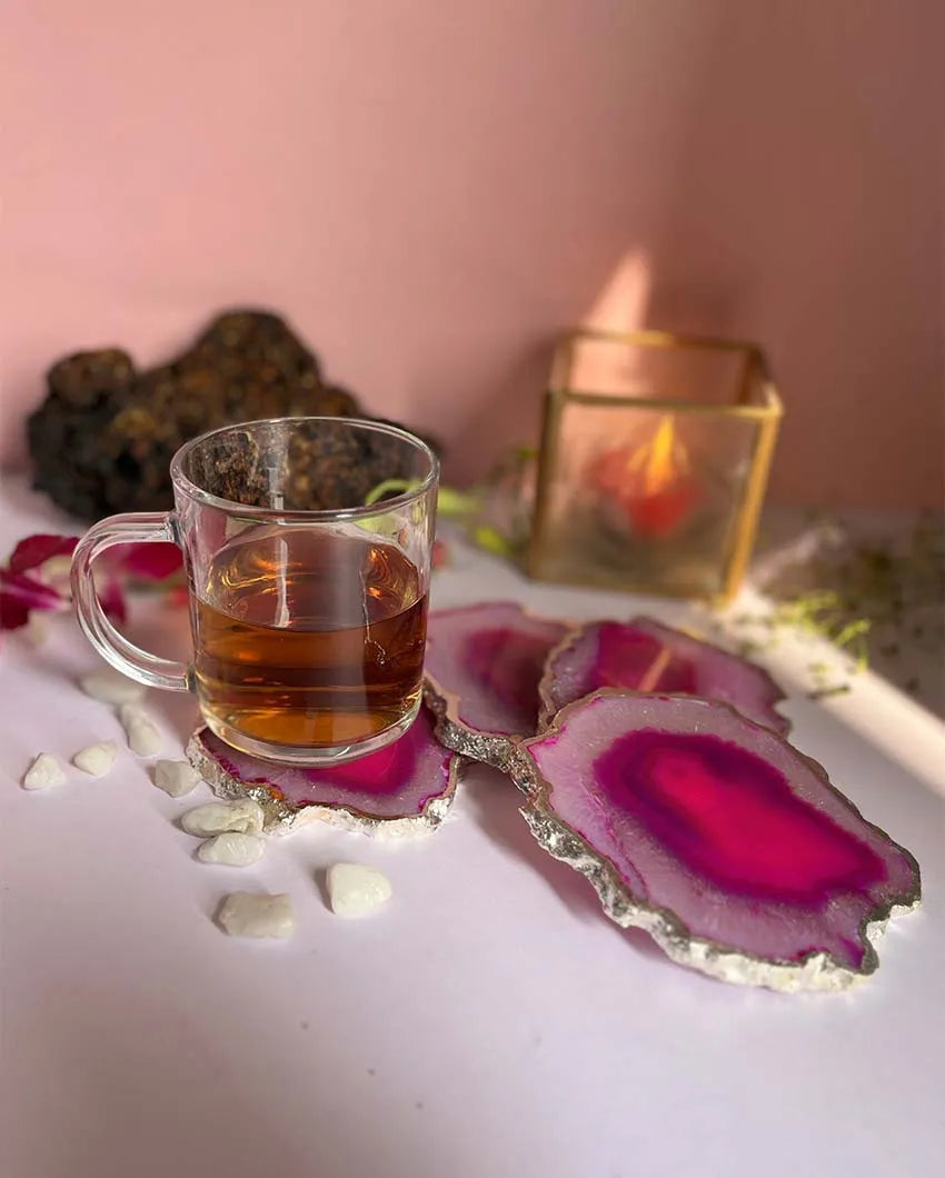 Sophisticated Brazilian Purple Agate Stone Coaster | Set Of 2 | 4 inches