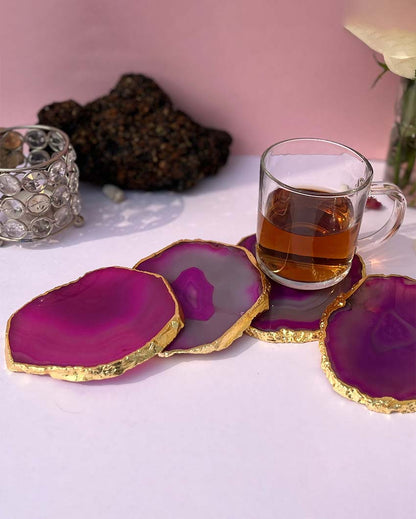 Aesthetic Brazilian Agate Stone Coasters | Set Of 4 Pink