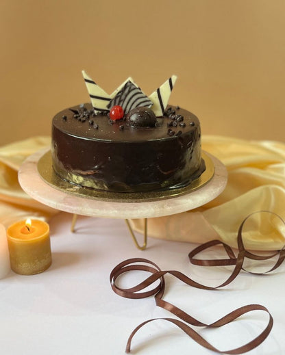 Beautiful Round Agate Stone Cake Stand With Metal Stand |  Multiple Colors | 10 x 5 inches