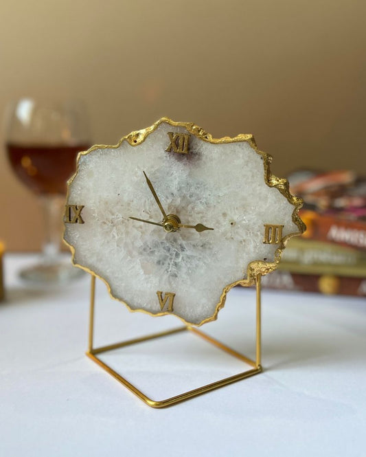 Antique Agate Stone Desktop Table Clock For Home Decor