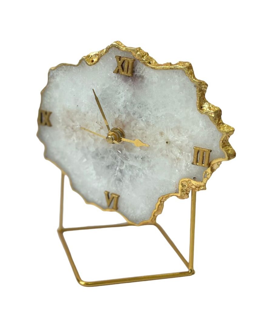 Antique Agate Stone Desktop Table Clock For Home Decor