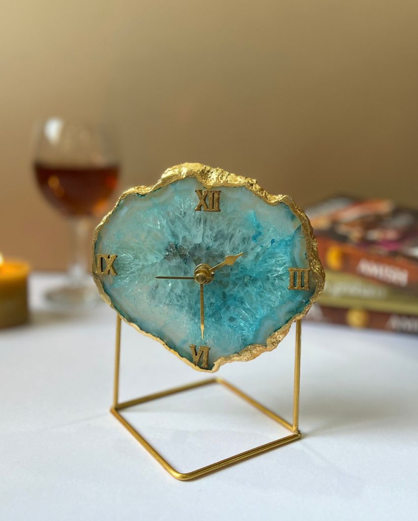 Lavish Design Agate Stone Desktop Table Clock