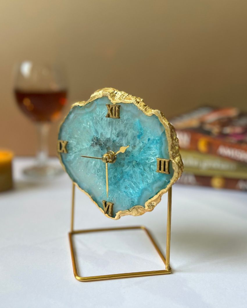 Lavish Design Agate Stone Desktop Table Clock