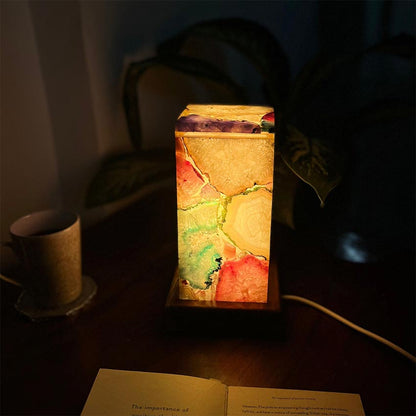 Unique Design Multicolor Agate Table Lamp | 10 x 5 x 5 inches