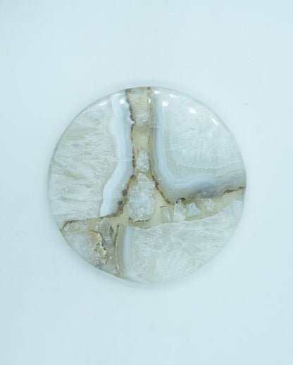 Natural White Agate Round Coasters | Set Of 2 | 4 inches