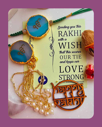 Green Ik Onkar Couple Rakhi With Roli Chawal For Raksha Bandhan