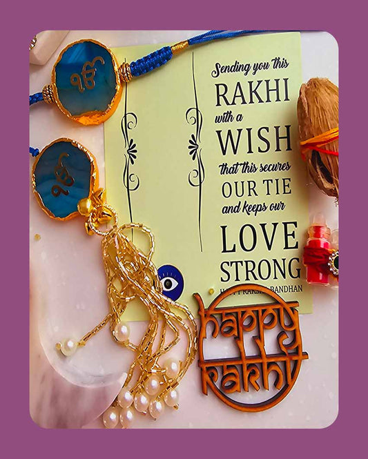 Ik Onkar Couple Rakhi With Roli Chawal And Lotus Platter With Diya For Raksha Bandhan