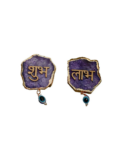 Precious Handcrafted Purple Agate Shubh-Labh Hangings For Door