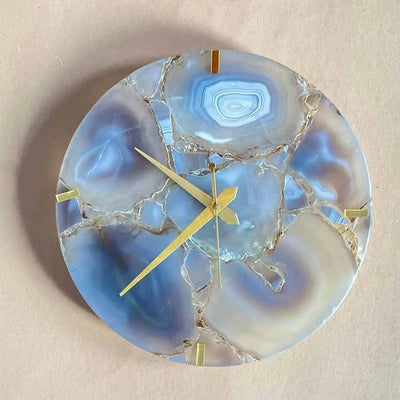 Blue Handcrafted Mother Of Pearl Round Wall Clock