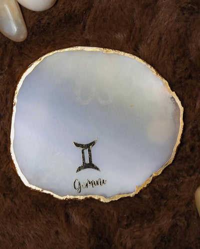 Gemini Agate Zodiac Sign Table Coaster | 4 inches