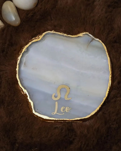 Leo Agate Zodiac Sign Table Coaster | 4 inches