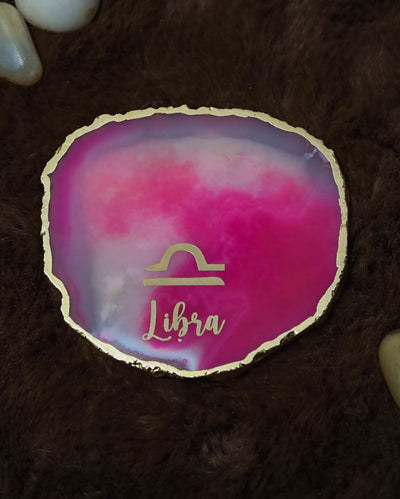 Libra Agate Zodiac Sign Table Coaster | 4 inches