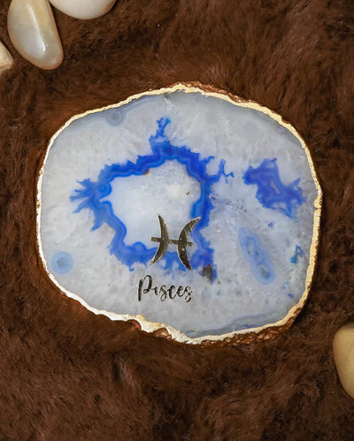 Pisces Agate Zodiac Sign Table Coaster | 4 inches