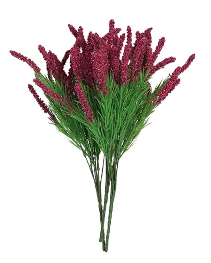 Attractive Lavender Flower Plastic Bunches | Set Of 3 Maroon