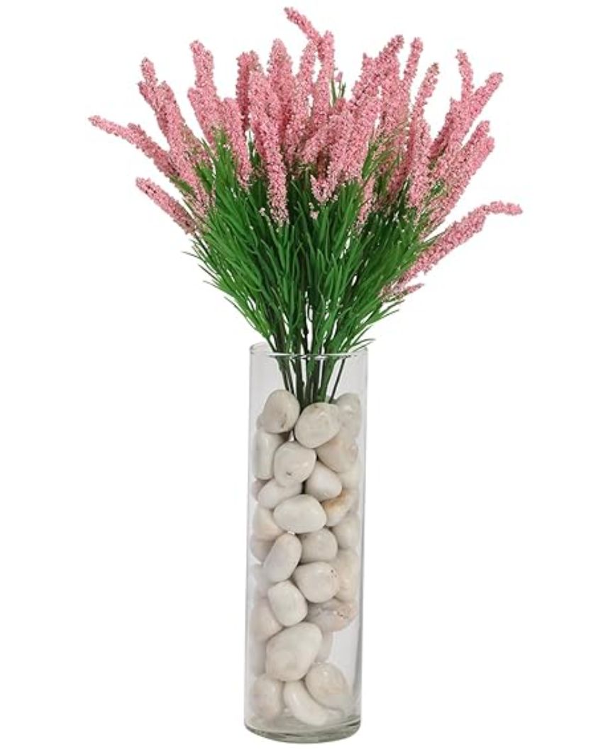Attractive Lavender Flower Plastic Bunches | Set Of 3 Light Pink