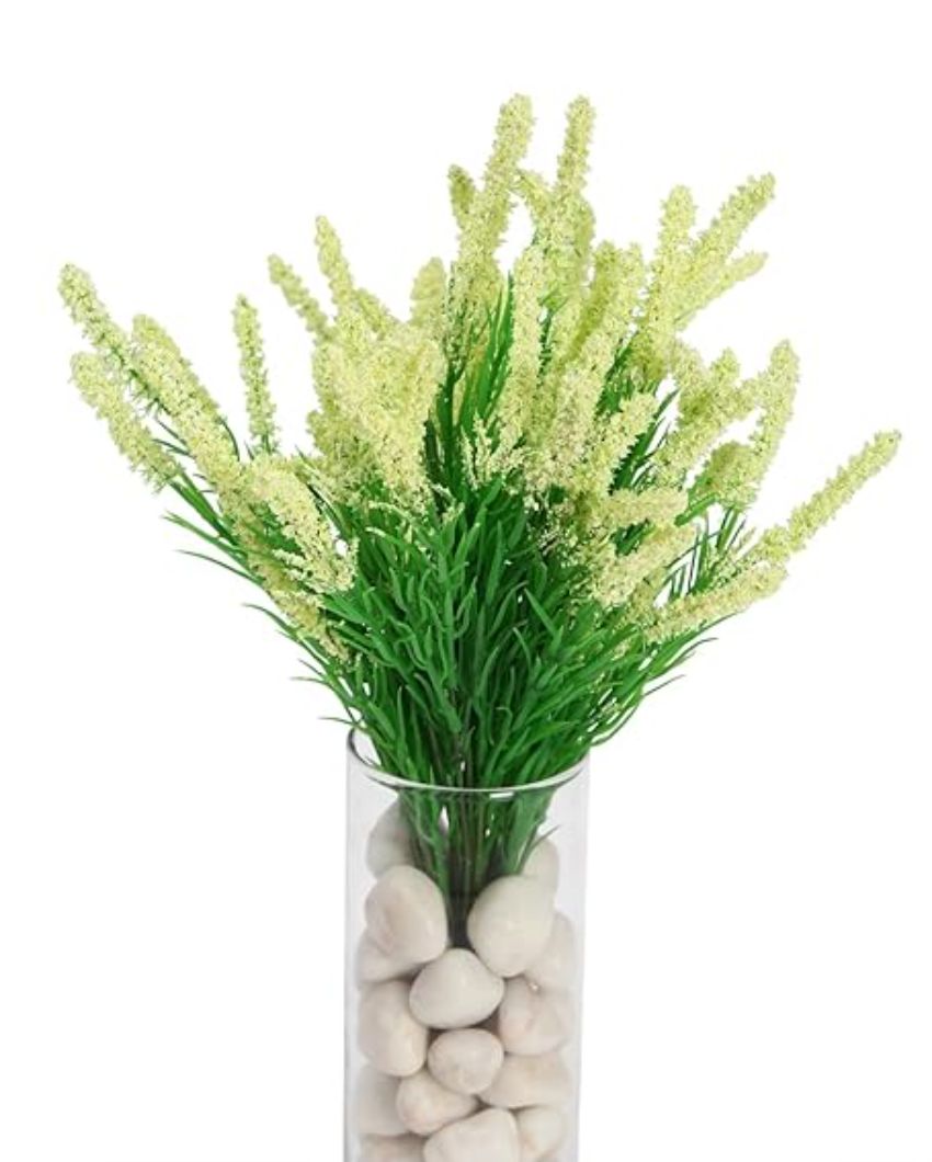 Attractive Lavender Flower Plastic Bunches | Set Of 3 Light Yellow