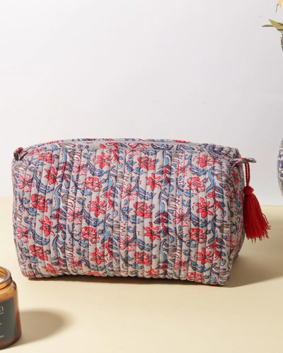 Noor Cotton Quilted Pouch | 9 x 5 x 6 inches