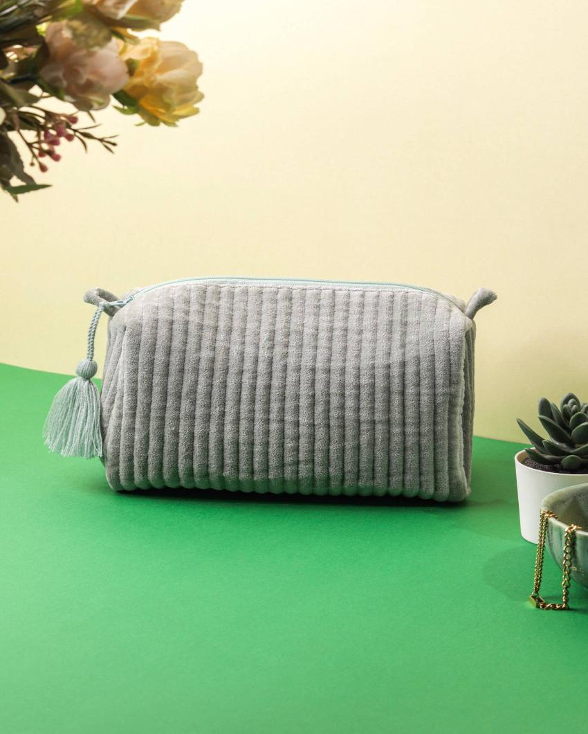 Modern Velvet Quilted Pouch | 8 x 4 x 5 inches