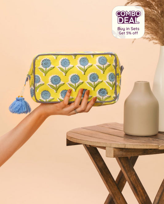 Bright and Versatile Mirasol Multi-Utility Cotton Pouch | 9 x 4.5 x 5.5 inches