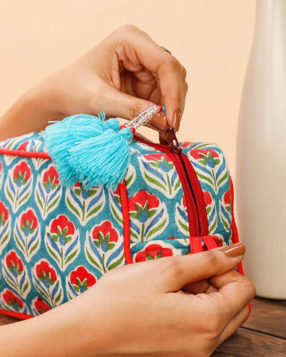 Elegant and Functional Izhar Multi-Utility Cotton Pouch | 9 x 4.5 x 0.5 inches