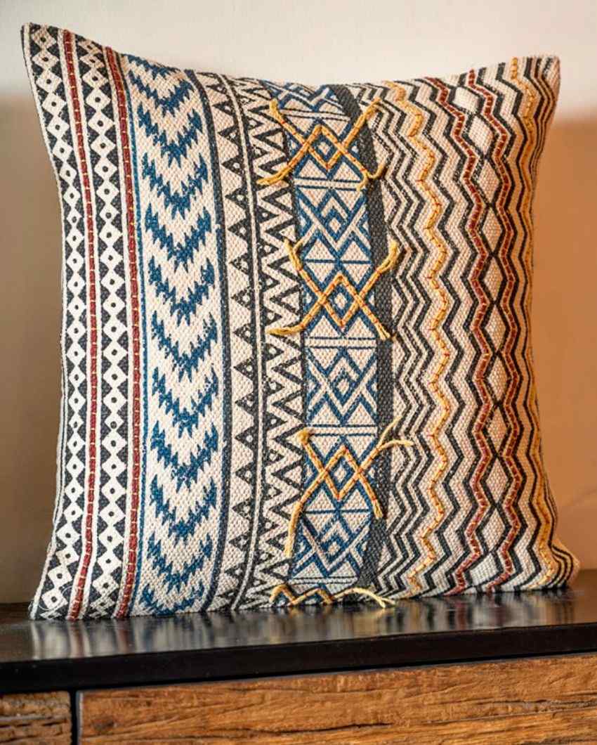 Embroidery Colorful Cotton Printed Cushion Cover 18 Inches