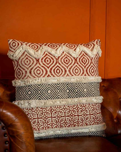 Sophisticated Tufted Cotton Cushion Cover | 20 X 20 Inches