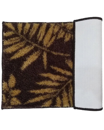 Living Easy Home Brown Leaf Designer Soft Anti Slip Bath Mat | Multiple Colors  | 22 x 14 inhces