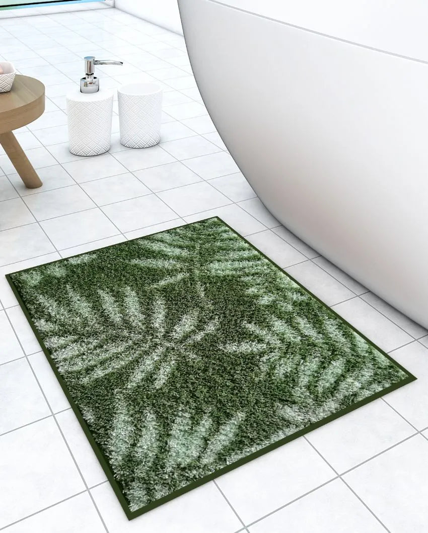 Living Easy Home Brown Leaf Designer Soft Anti Slip Bath Mat | 22 x 14 inhces