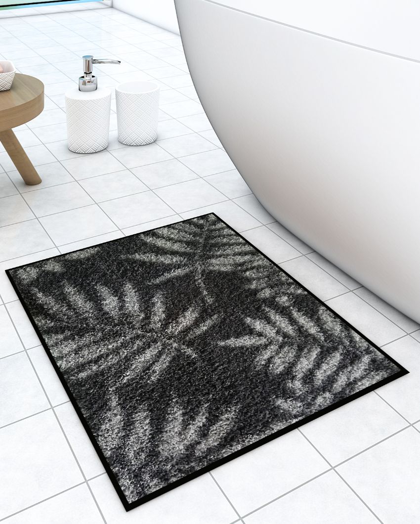 Living Easy Home Brown Leaf Designer Soft Anti Slip Bath Mat | 22 x 14 inhces