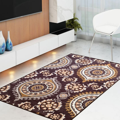 Living Persian Brown Premium Anti Slip Printed Carpet | 5 x 3 ft