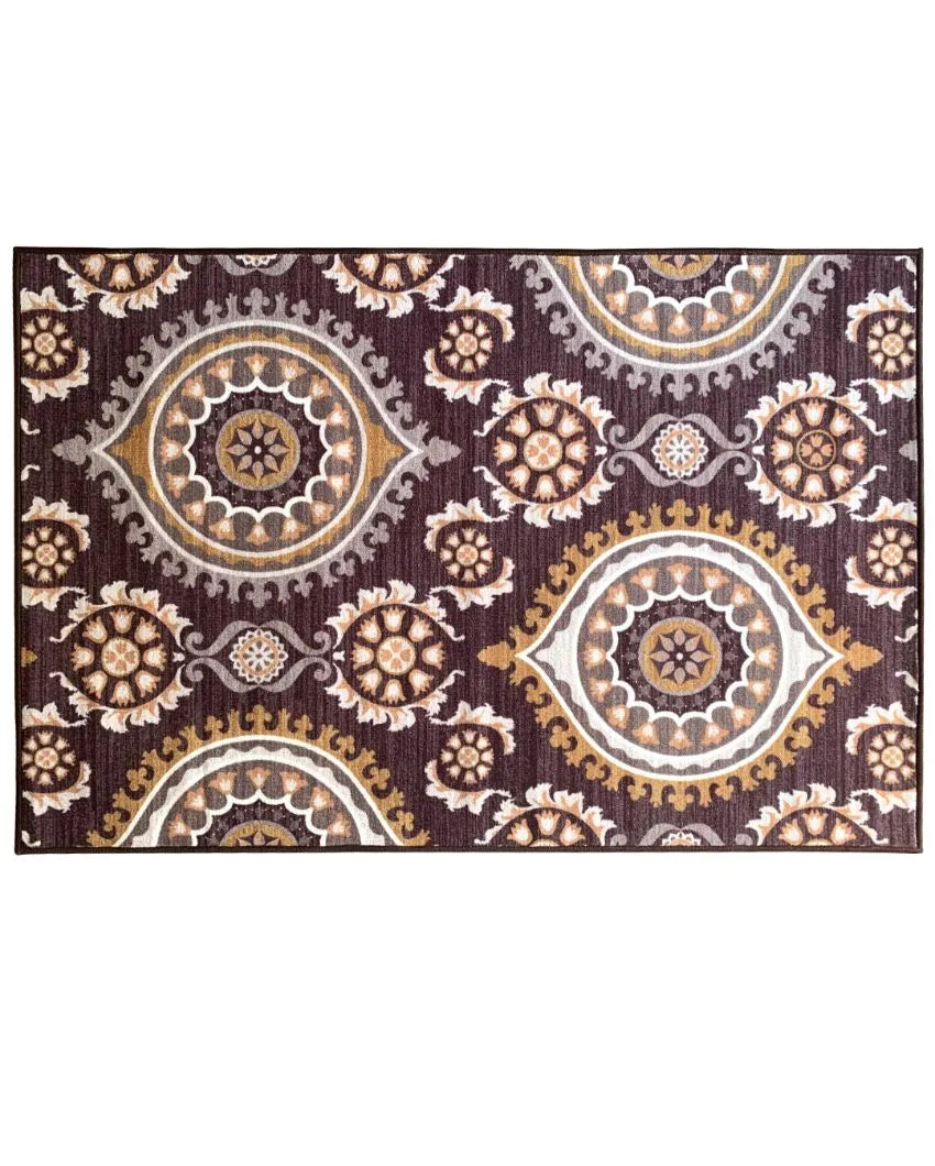 Living Persian Brown Premium Anti Slip Printed Carpet | 5 x 3 ft