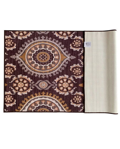 Living Persian Brown Premium Anti Slip Printed Carpet | 5 x 3 ft