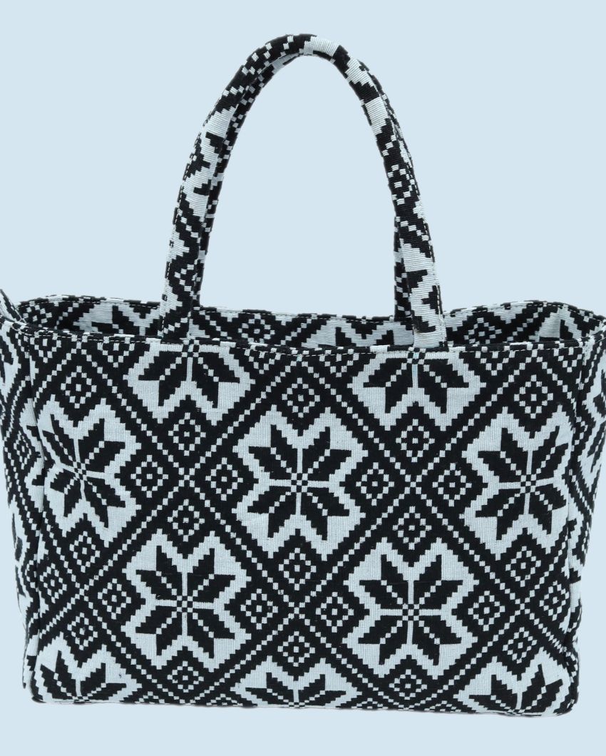 Classic Charm Jacquard Weave Cotton Handbag | 14 x 5 x 11 inches