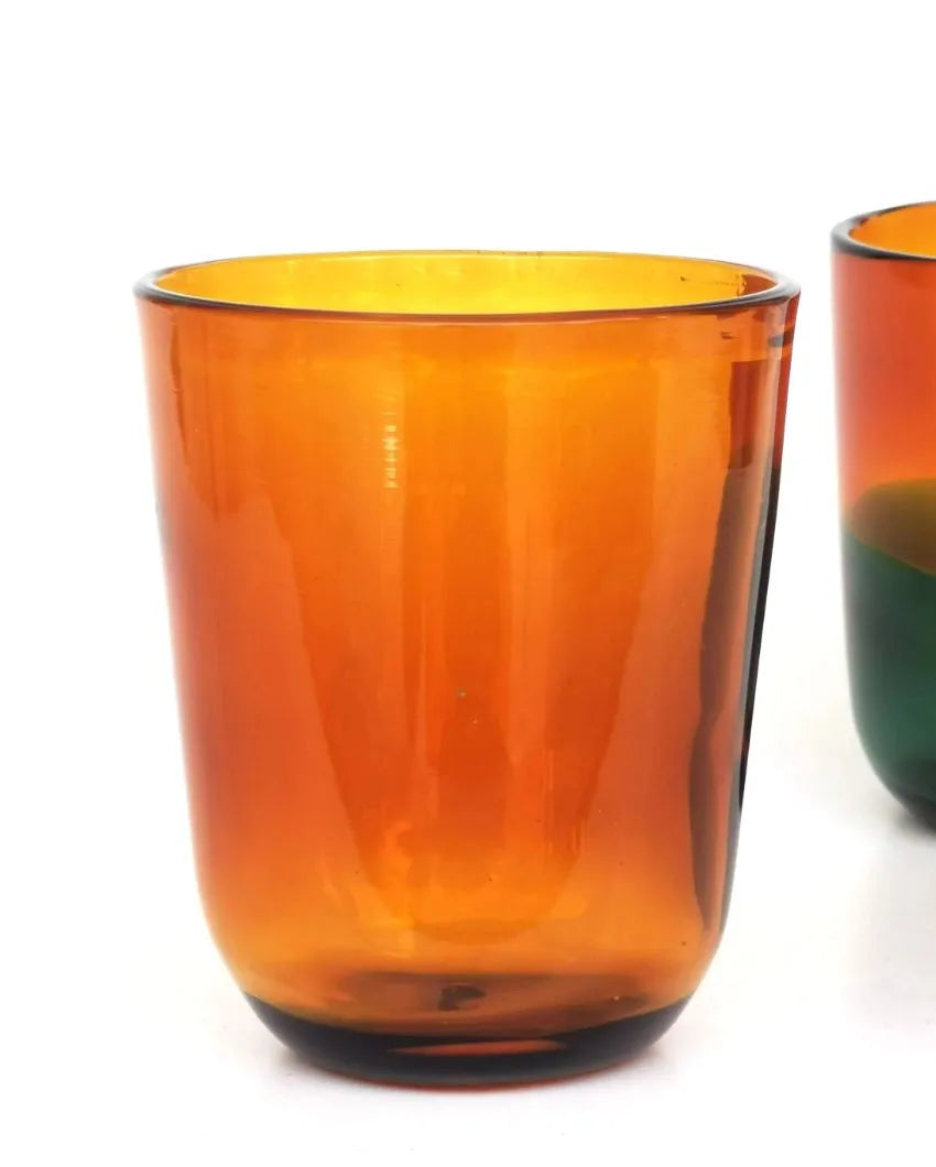 Alchemy Single Glass Handmade Tumbler Whiskey Glass Orange