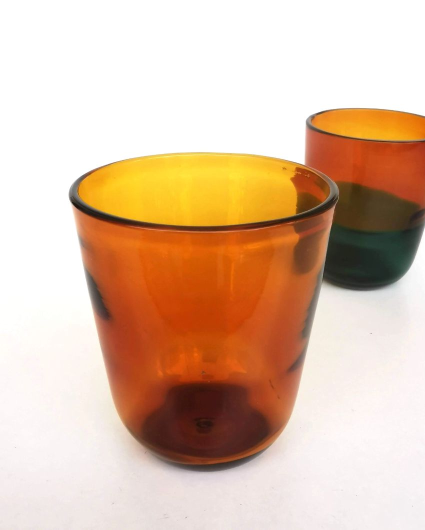 Alchemy Single Glass Handmade Tumbler Whiskey Glass Orange