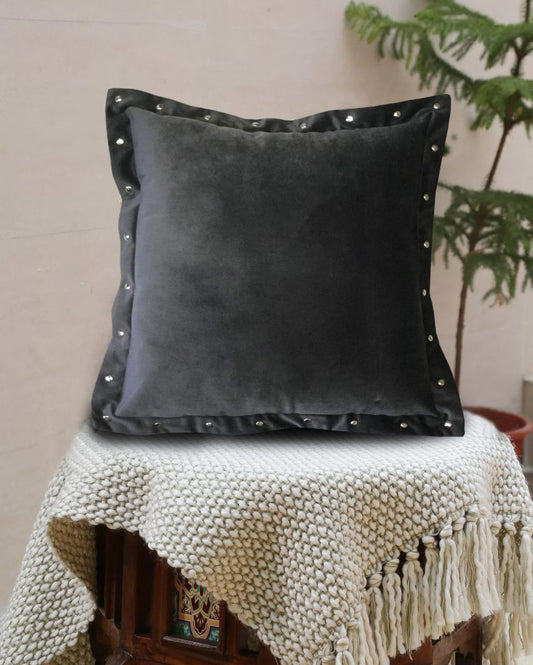 Premium Metal Button Velvet Cushion Cover | 16 x 16 inches