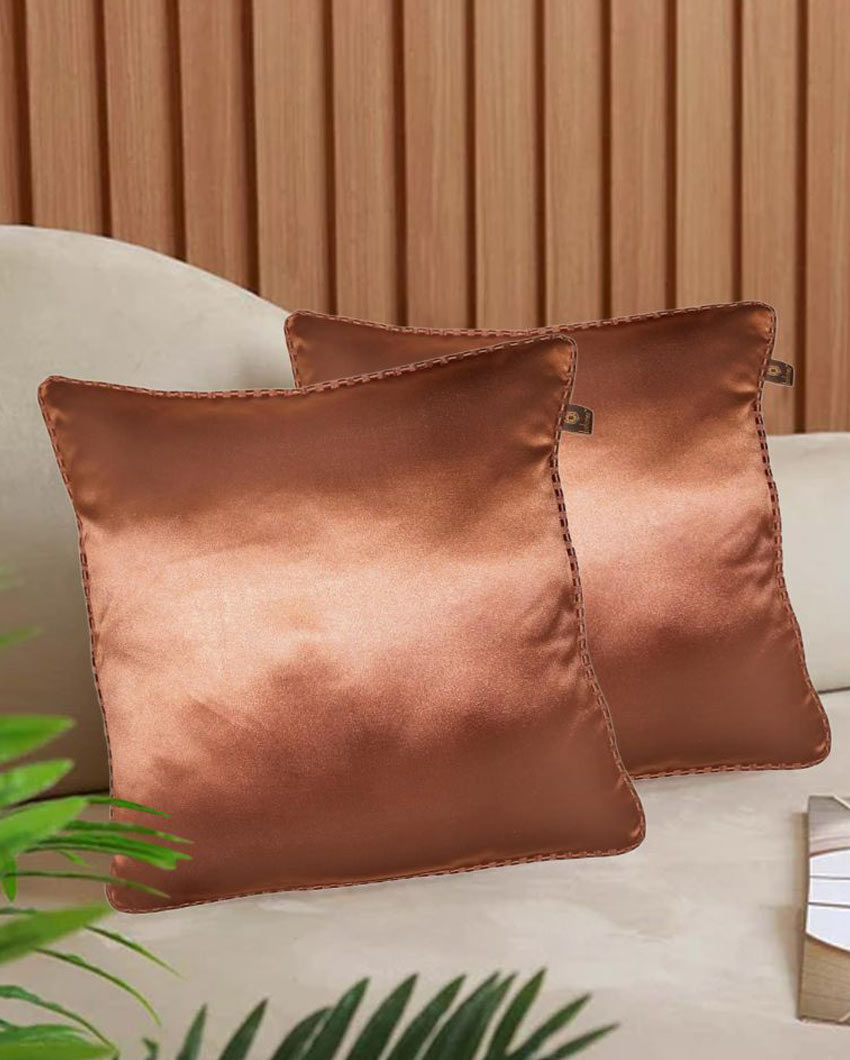 Solid Satin Cushion Covers | Set of 2 | 16 x 16 inches