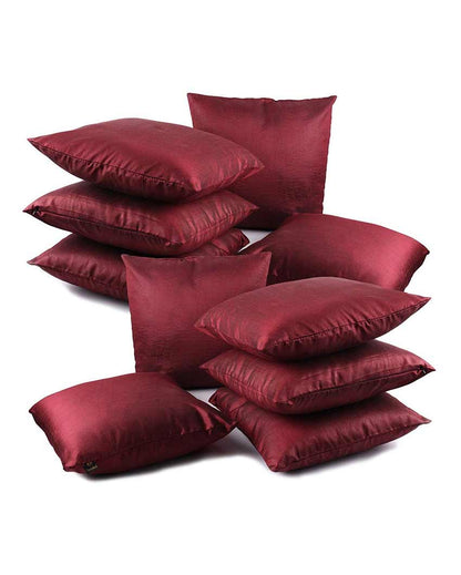 Faux Silk Polyester Cushion Covers  | Multiple Colors | Set Of 10 | 12 x 12 inches