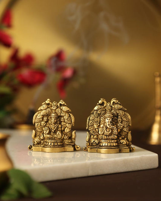 Premium Brass Laxmi Ganesha with Peacock Showpiece
