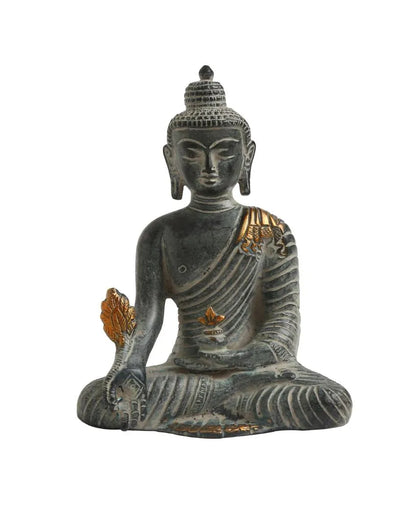 Antique Blue Stone Finish Brass Buddha Showpiece