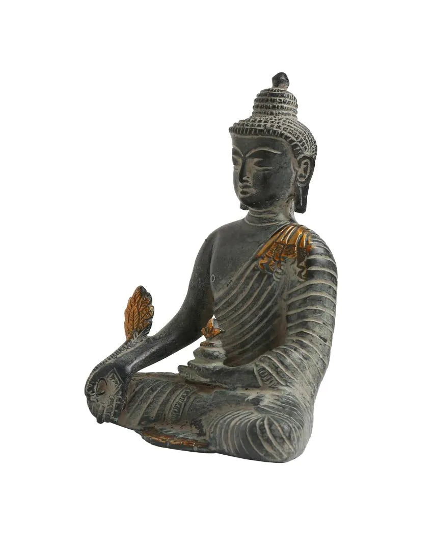 Antique Blue Stone Finish Brass Buddha Showpiece