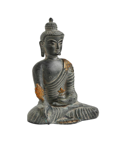 Antique Blue Stone Finish Brass Buddha Showpiece