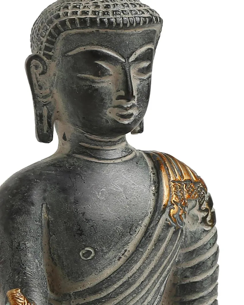 Antique Blue Stone Finish Brass Buddha Showpiece