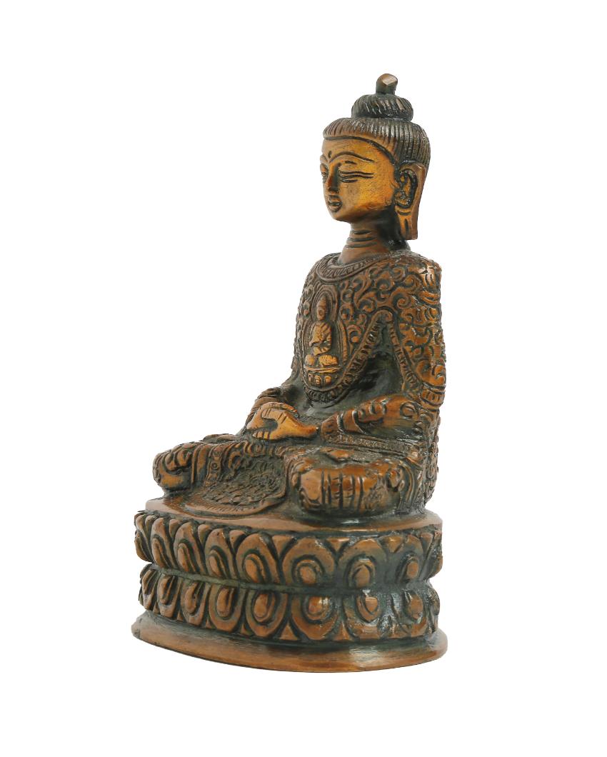 Antique Brown Finish Brass Buddha Statue Showpiece